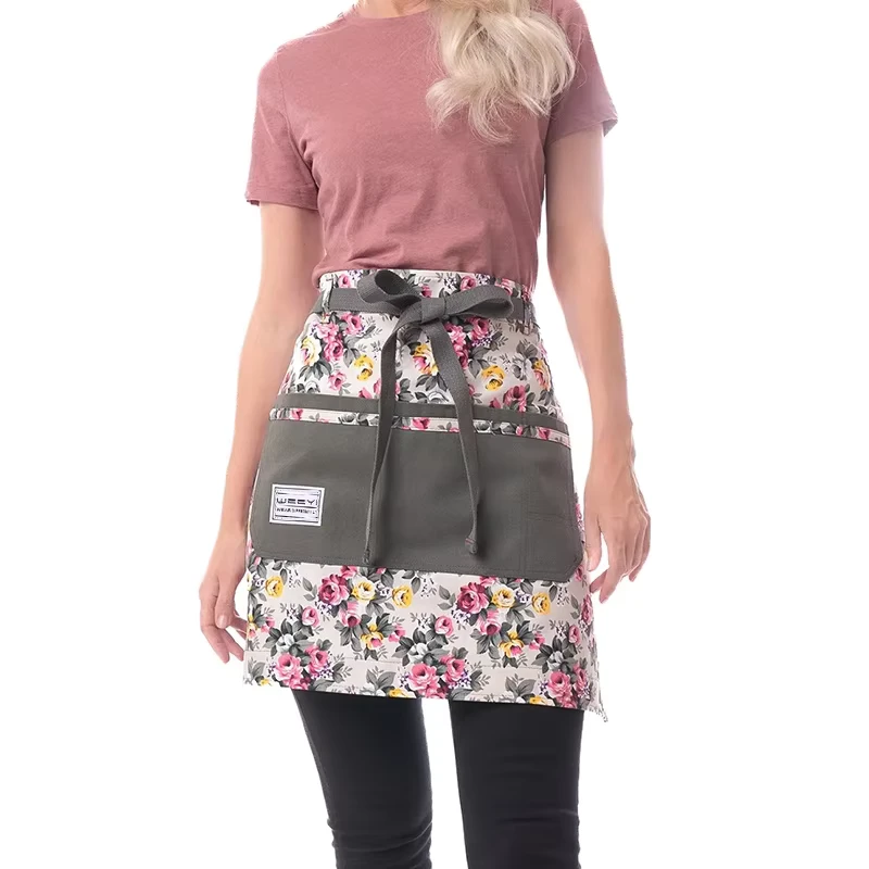 Custom-Half-Waist-Apron-Cotton-Canvas-Waiter-Kit-Kitchen-Use-Embroidered-Logo-Food-Cooking-Custom-Print-Design