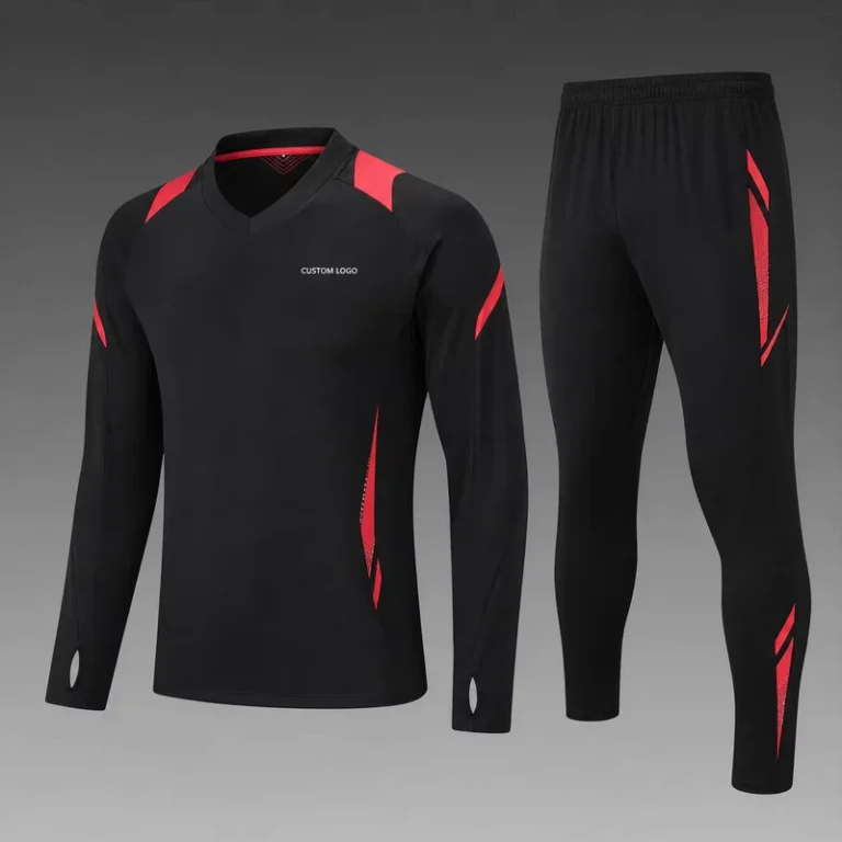 Custom-Half-Zip-Long-Sleeve-Regular-Fit-Soccer-Training-Kits-Tracksuit-Quick-Dry-100-Polyester-Sports-Set-Pockets-Team-Wear