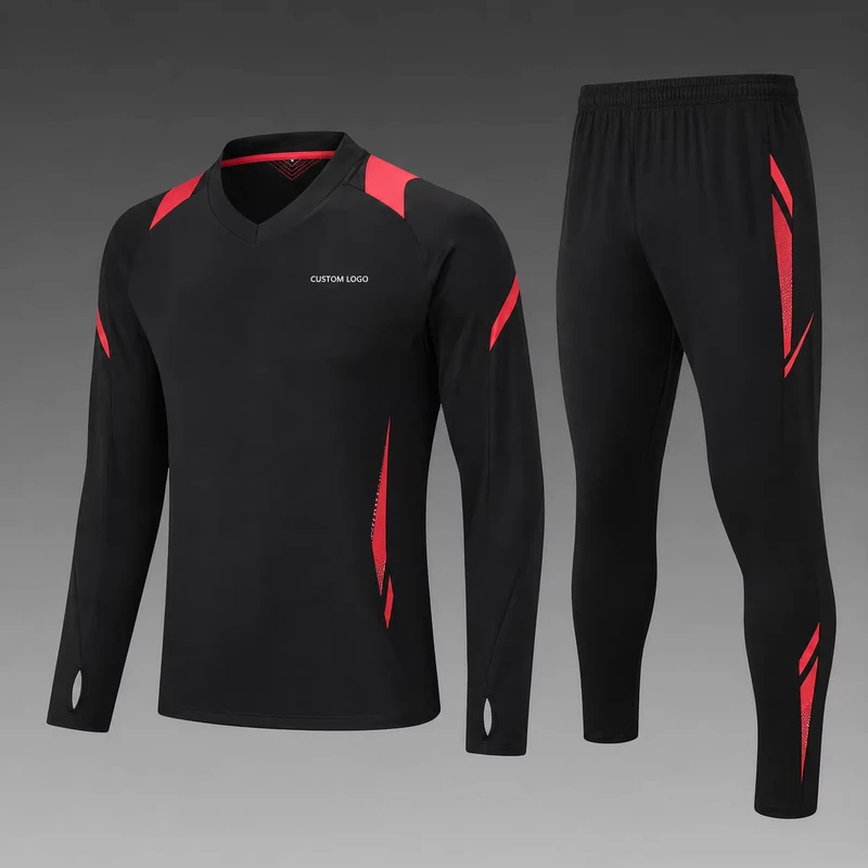 Custom-Half-Zip-Long-Sleeve-Regular-Fit-Soccer-Training-Kits-Tracksuit-Quick-Dry-100-Polyester-Sports-Set-Pockets-Team-Wear