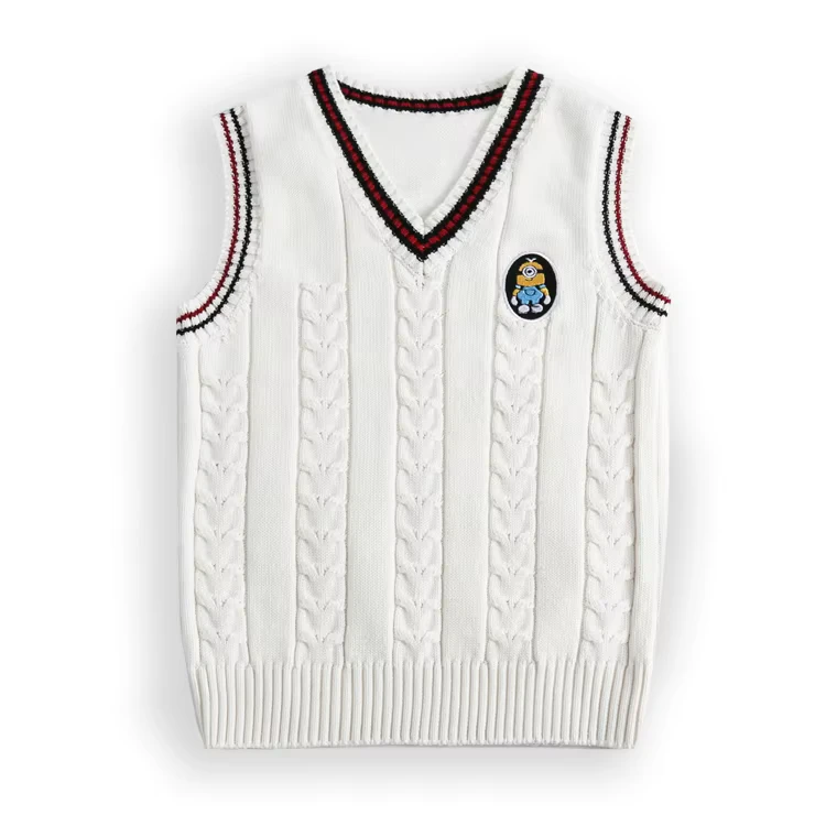 Custom-High-Quality-New-School-Uniform-Sleeveless-V-neck-Vest-Knitted-School-Uniform-Casual-College-Style