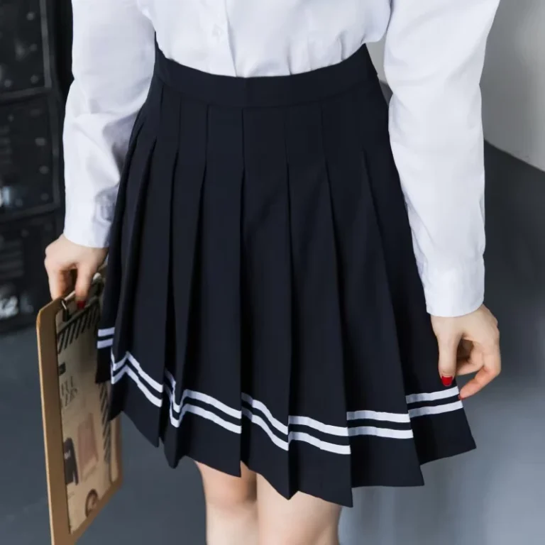 Custom-High-Quality-School-Uniform-Solid-Black-Color-Above-Knee-Length-Girls-Pleated-Skirts