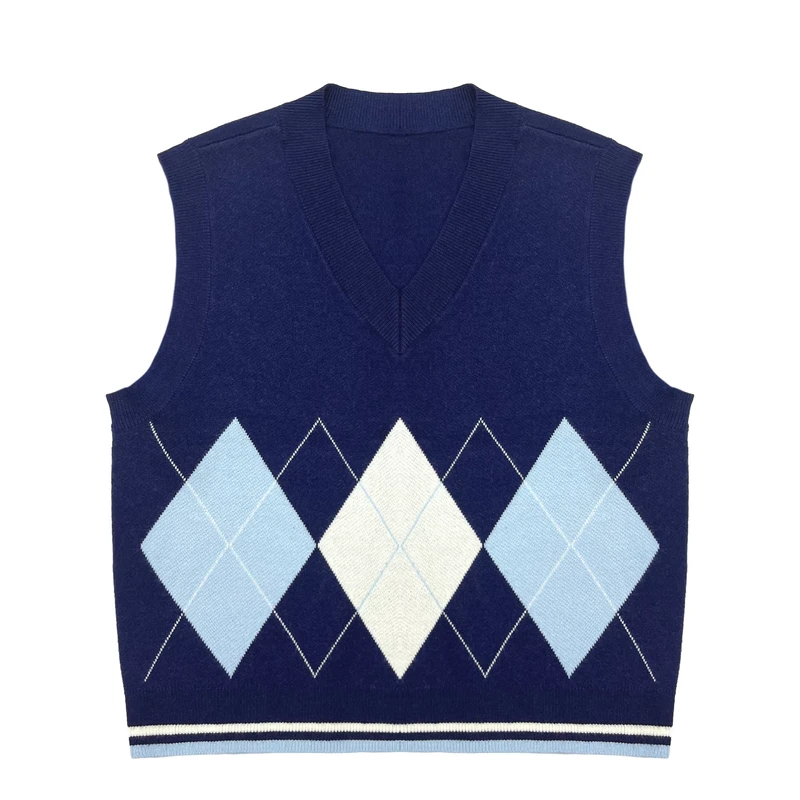 Custom-High-end-Primary-School-Uniform-100-Cotton-Sleeveless-Sweater-Vest-for-Boys-and-Girls-Check-Pattern-Design