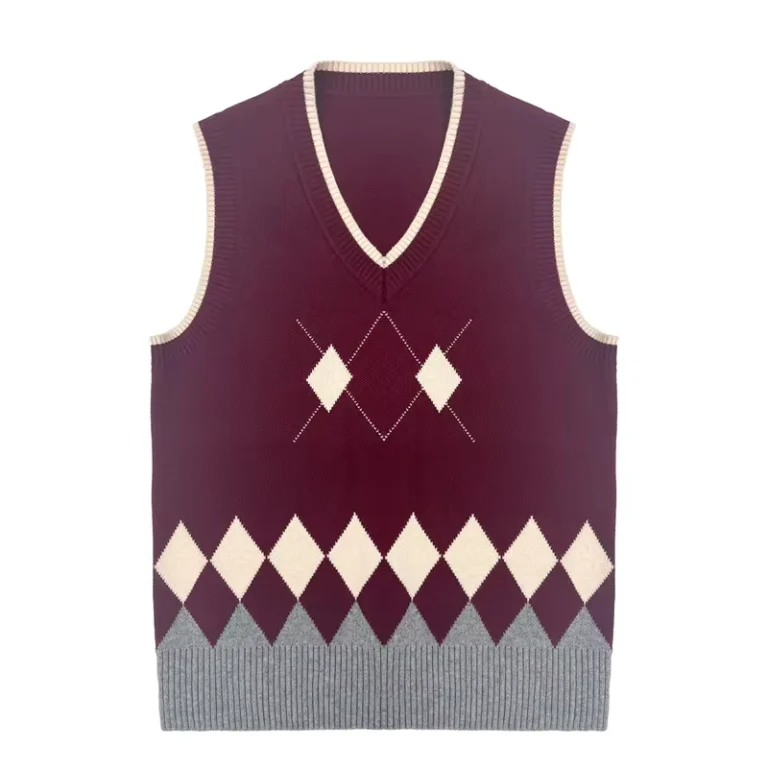 Custom-High-end-Primary-School-Uniform-Argyle-Knit-Sweater-Vest-V-neck-Pure-Cotton-Unisex-Sleeveless-Childrens-Fall-Winter-1