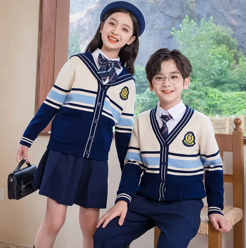 Custom-International-School-Stripe-Trim-Cardigan-Sweater-Noble-Temperament-Latest-Design-School-Uniform-Sweater-Design