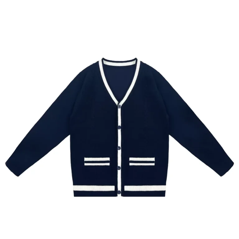 Custom-Kid-School-Uniforms-Knitted-Long-Sleeve-Cardigan-V-Neck-With-Pocket-and-Button-School-Uniform-Sweater-Cardigan