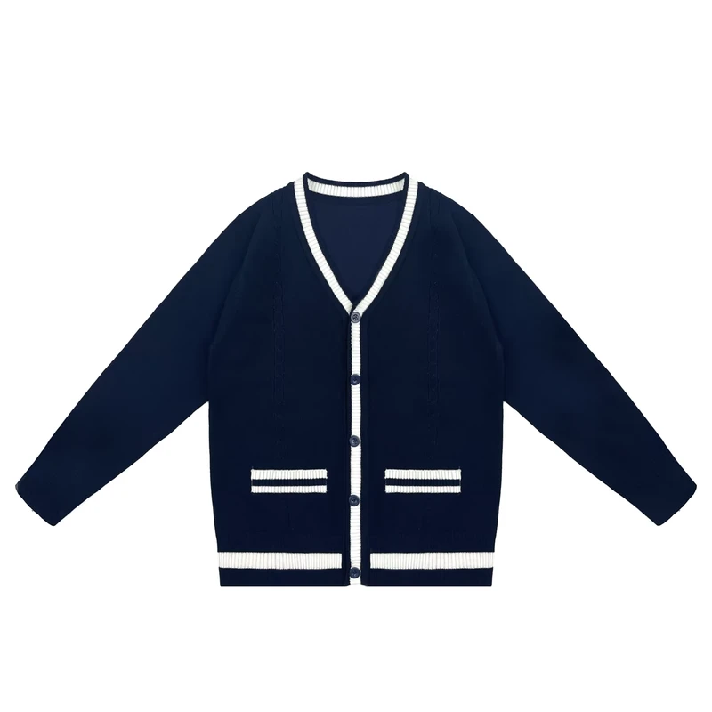 Custom-Kid-School-Uniforms-Knitted-Long-Sleeve-Cardigan-V-Neck-With-Pocket-and-Button-School-Uniform-Sweater-Cardigan