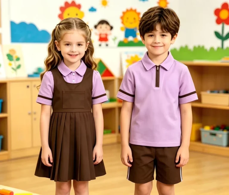 Custom-Kids-Kindergarten-School-Uniform-Polo-Shirt-Dress-Shorts-Girls-Boys-Preschool-Uniform-Poly-Cotton-Custom-Logo