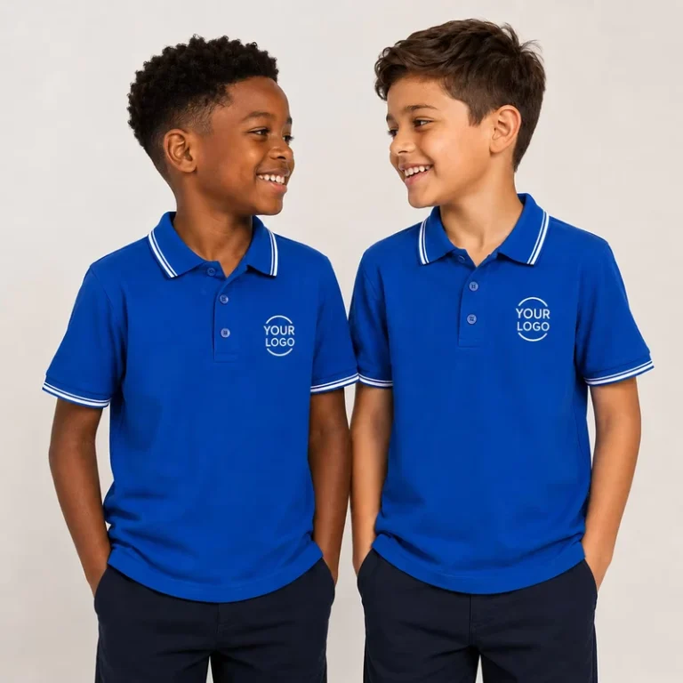 Custom-Kids-Polo-Shirt-School-Uniform-Royal-Blue-Tipped-Collar-Boys-Cotton-Pique-T-shirt-Manufacturer-OEM-Logo-Low-MOQ