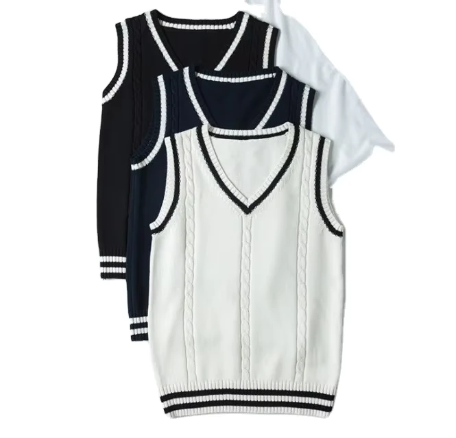 Custom-Knit-Sleeveless-Sweater-Student-Uniform
