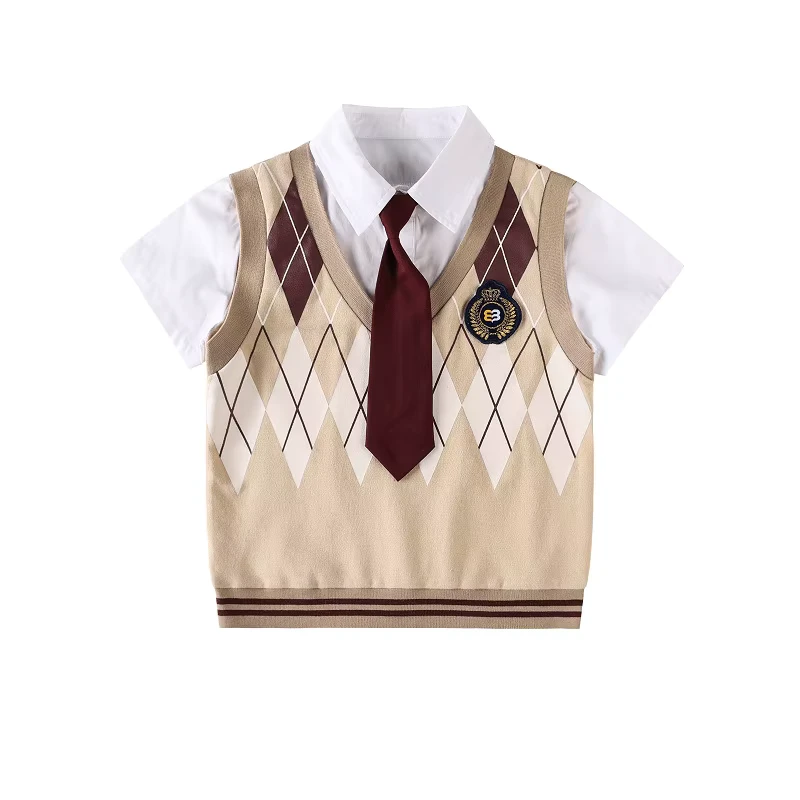 Custom-Knitted-Argyle-Sweater-Vest-for-Kids-Color-Block-Sleeveless-Waistcoat-High-End-School-Uniform