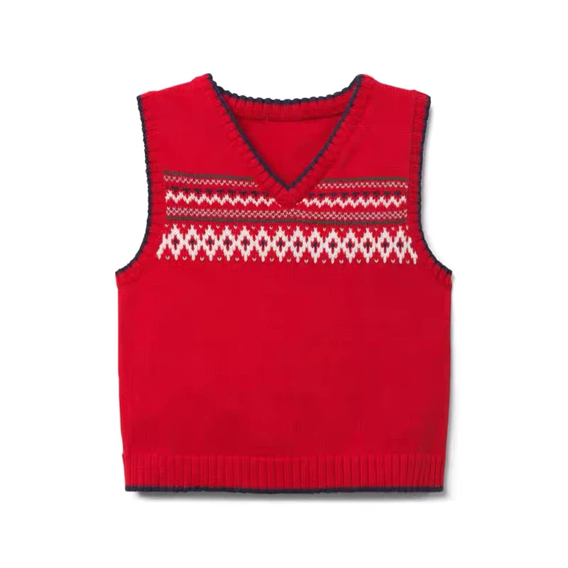 Custom-LOGO-Patterns-Boy-Girls-Knitted-V-Neck-Sleeveless-Pullover-Sweater-Vest-Primary-Kids-School-Uniform-for-Children
