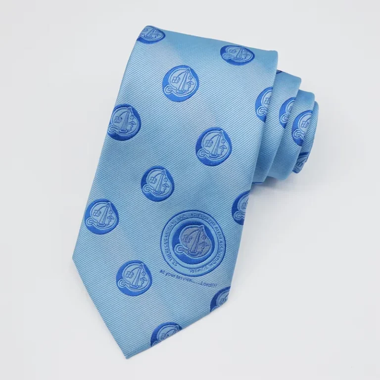 Custom-Light-Blue-All-over-Round-Crest-Pattern-Jacquard-Tie-Mens-Business