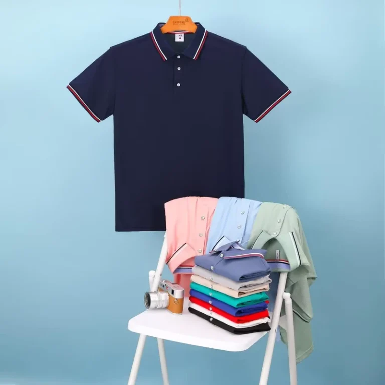 Custom-Logo-100-Polyester-Two-Color-Men-School-Working-Uniform-Polo-T-shirts-Summer-Slim-Fit-Work-Wear-Mens-Polo-Shirt