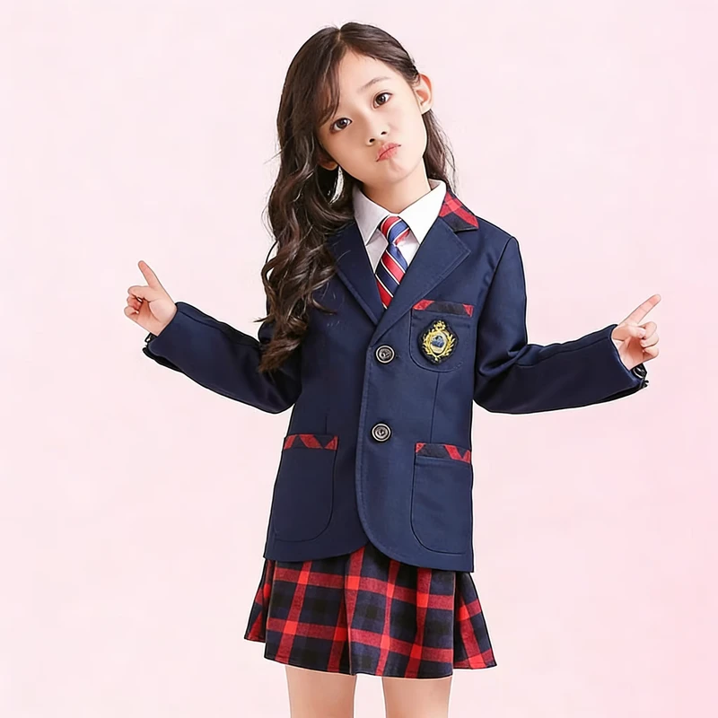 Custom-Logo-Breathable-School-Uniform-Blazer-Set-Child-Skirt-Pants