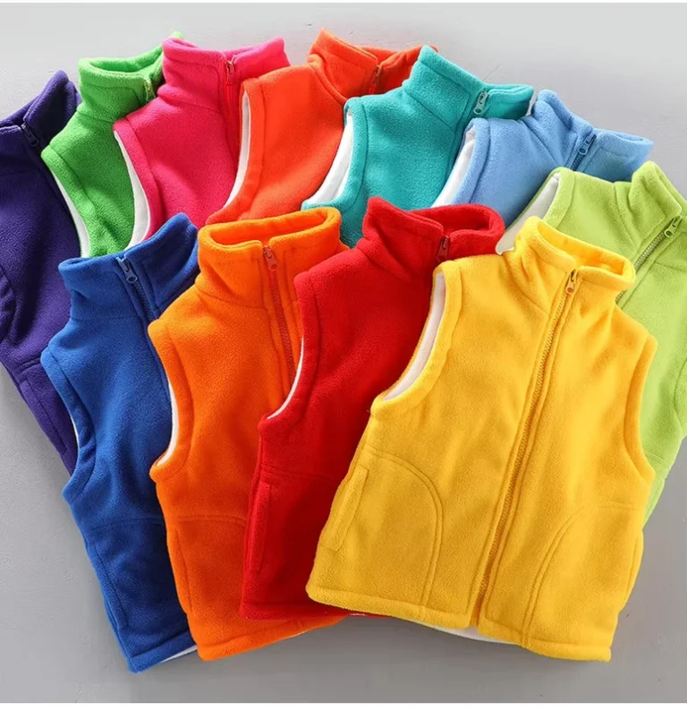 Custom-Logo-Childrens-Casual-Breathable-Thick-Fleece-Vest-Outerwear-Zipper-Solid-100-Polyester-Spring-Autumn-Winter-Clothing