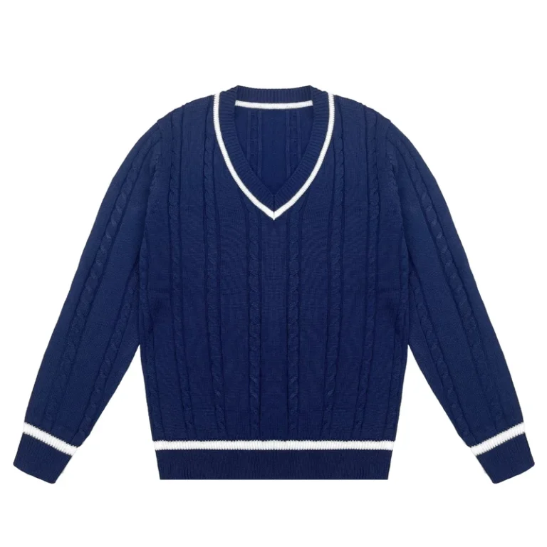 Custom-Logo-Design-OEM-ODM-100-Cotton-Knitted-Pullover-Sweater-Childrens-Long-Sleeve-Deep-V-neck-School-Uniform