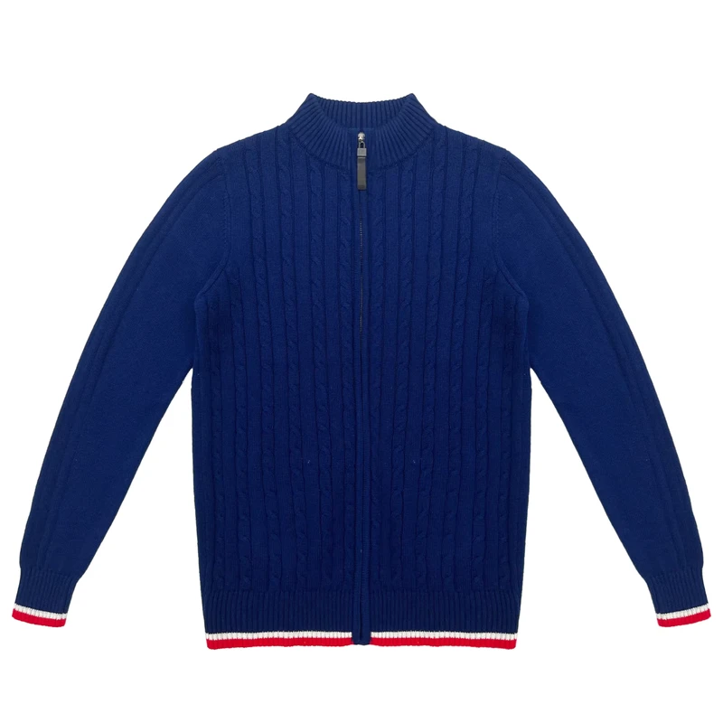 Custom-Logo-Design-OEM-ODM-Unisex-Kids-Long-Sleeve-Turtleneck-Cable-100-Cotton-Knit-Primary-School-Uniform-Cardigan-Sweater