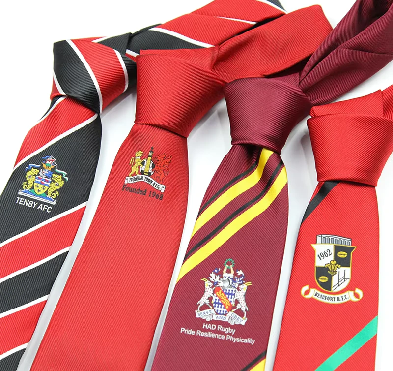 Custom-Logo-Eco-Friendly-Durable-Floral-Formal-Tie-Red-Gold-Stripe-Print-Embroidered-High-Quality-Polyester-Necktie-Company
