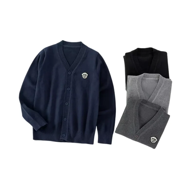 Custom-Logo-Embroidery-Badge-School-Uniform-Button-Cardigan-Mens-Womens-Cotton-Sweater-for-Children-Made-in-China