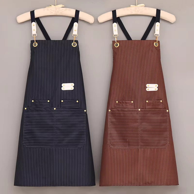 Custom-Logo-Fashionable-Water-Resistant-Non-Woven-Restaurant-Overalls-Sleeveless-Apron-1-4-Pockets-Polyester-Personalised-Staff