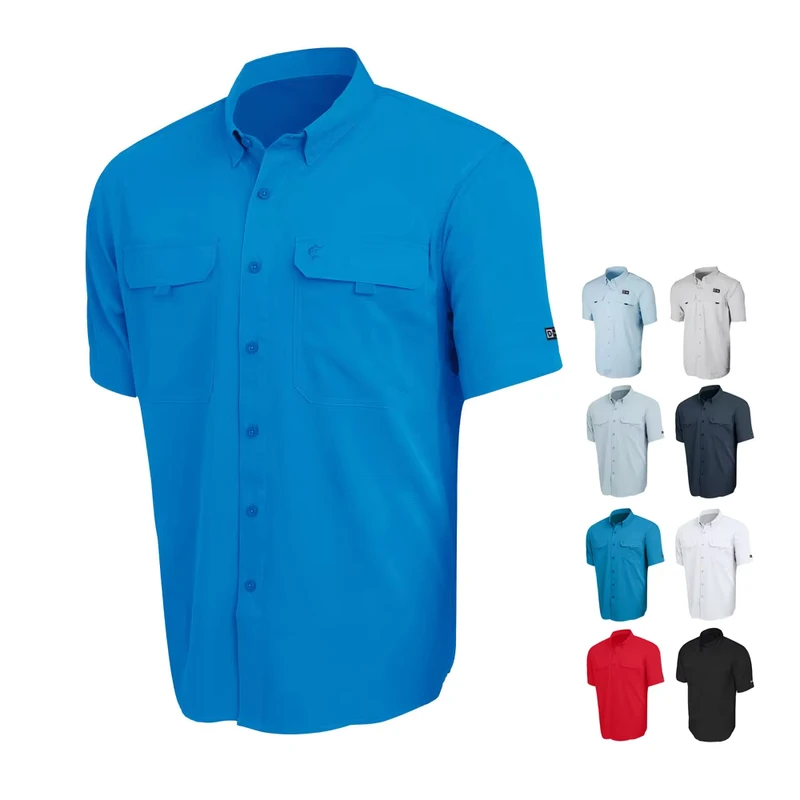 Custom-Logo-Fisherman-Button-up-Down-Royal-Blue-Spf50-Uv-Protection-Quick-Dry-Short-Sleeve-Fishing-Shirts-With-Pocket-for-Men