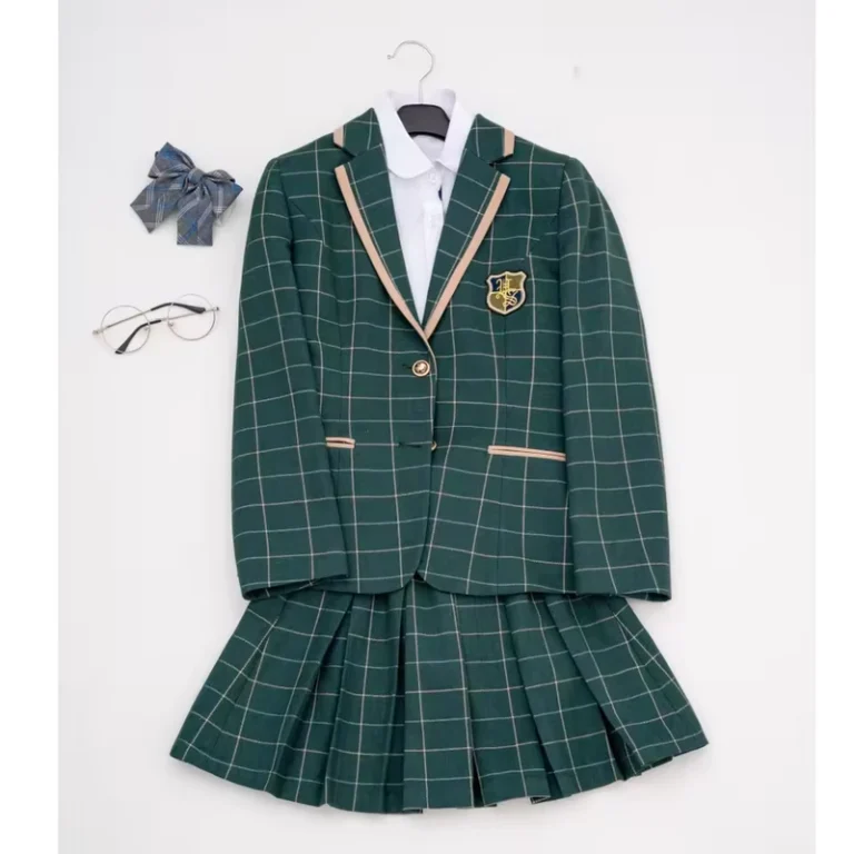 Custom-Logo-Fun-John-High-End-Unisex-Green-High-School-Uniform-Blazer-Woven-Polyester-Rayon-Children-OEM-Service