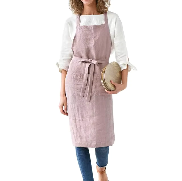 Custom-Logo-High-Quality-Adjustable-Unisex-Childrens-Sleeveless-Linen-Cotton-Pinafore-Bib-Apron-for-Man-Women-Pockets-Washable
