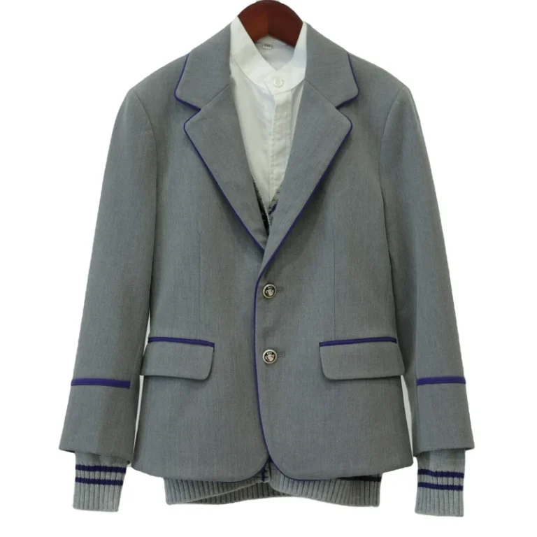 Custom-Logo-High-School-Girls-School-Uniform-Blazer-UK-Style-Grey-School-Blazer