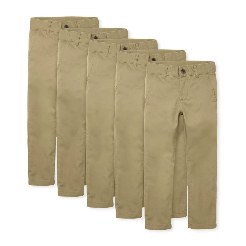 Custom-Logo-Kids-Boys-Skinny-Primary-School-Uniform-Pant-Khaki-Pants-for-School-Uniforms