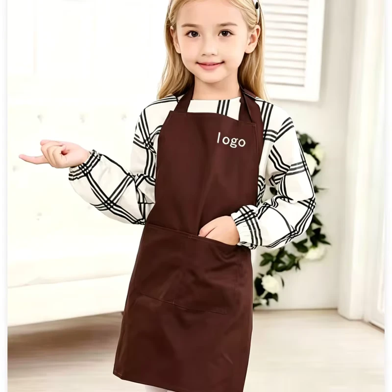 Custom-Logo-Kids-Polyester-Cotton-Apron-Adjustable-Neck-Strap-with-Pocket-for-Kitchen-Baking-Art-Painting-School-Use