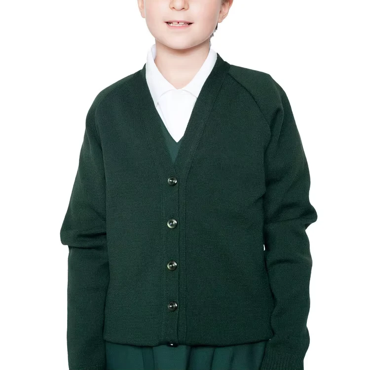Custom-Logo-Long-Sleeve-Single-Button-V-Neck-Cardigan-School-Sweater-Uniform