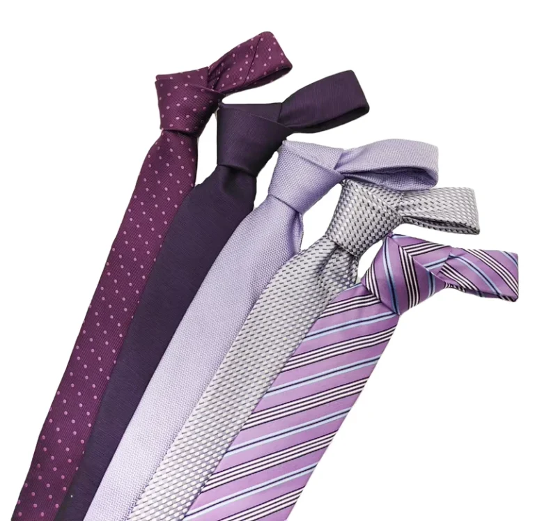 Custom-Logo-Mens-Polyester-Classic-Purple-Solid-Color-Striped-Polka-Dots-Series-Neck-Tie-Woven-Skinny-Business-Necktie