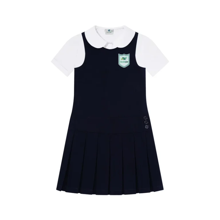 Custom-Logo-OEM-ODM-Plaid-School-Uniform-Pinafores-Shirt-Set-Dresses-School-Black-Jumper-Uniform-Set