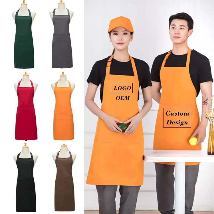 Custom-Logo-Polyester-Kitchen-Chef-Canvas-Restaurant-Bar-Uniforms-Apron-Adjustable-Embroidered-Home-Cooking-Cleaning-Aprons
