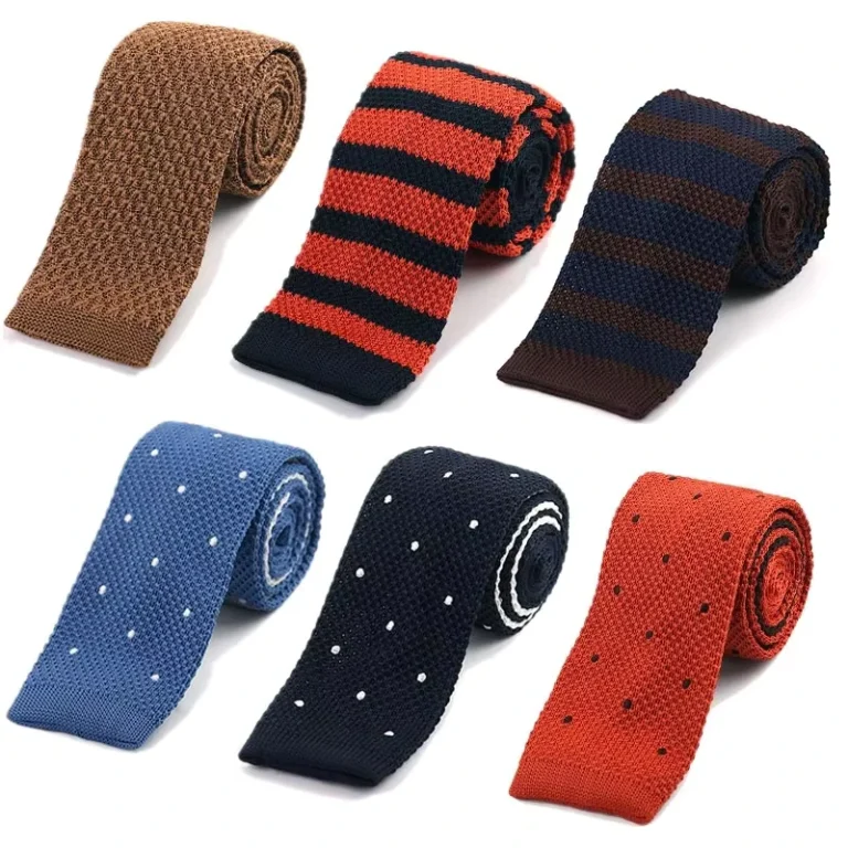 Custom-Logo-Polyester-Polka-Dot-Necktie-100-Handmade-Classic-Stripe-Knitted-Mens-Tie