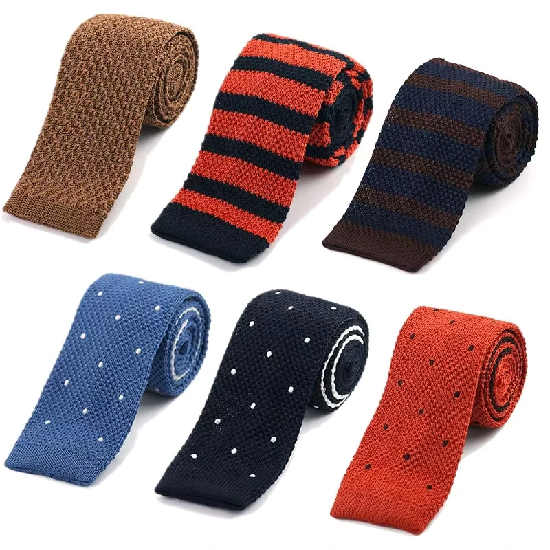 Custom-Logo-Polyester-Polka-Dot-Necktie-100-Handmade-Classic-Stripe-Knitted-Mens-Tie