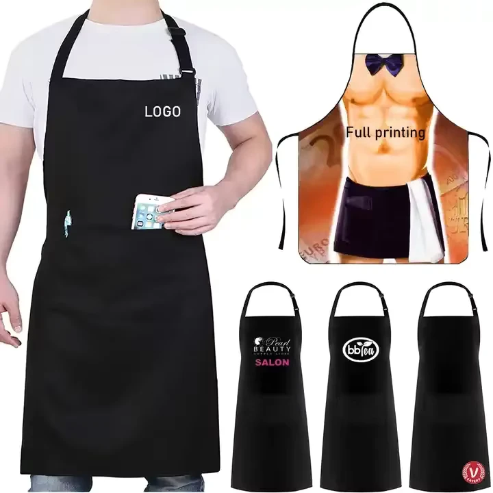 Custom-Logo-Professional-Cooking-Mens-Womens-Apron-With-Pocket-Adjustable-Water-Oil-Resistant-Black-Bib-Apron