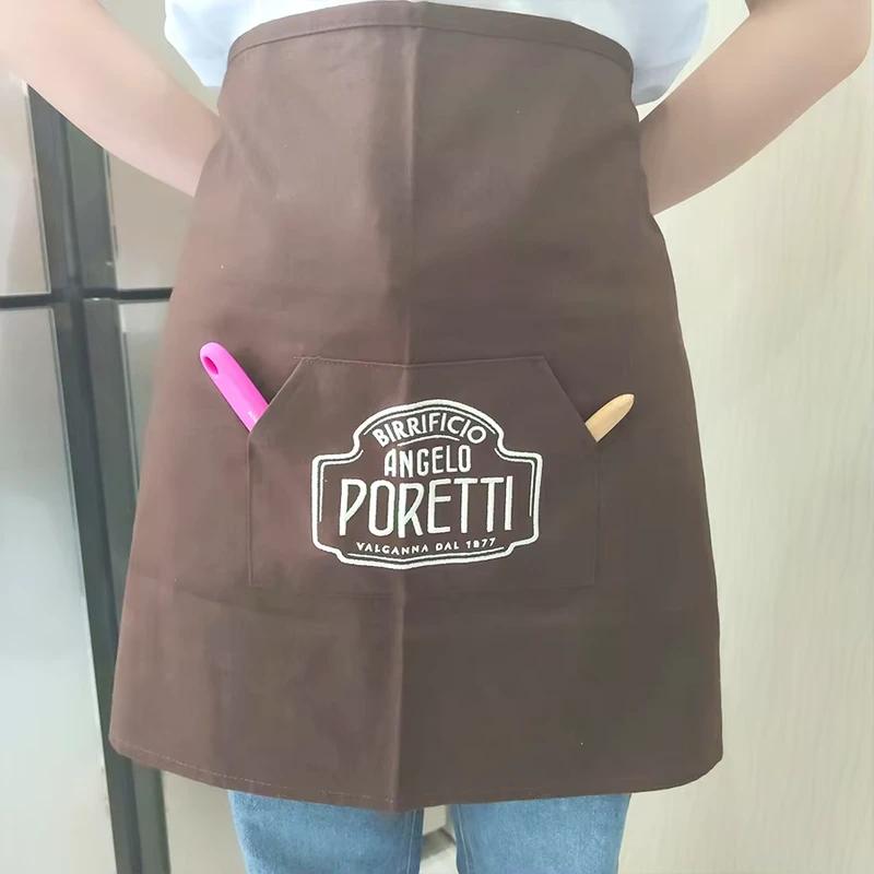 Custom-Logo-Uniform-Restaurant-Waitress-Waiter-Cotton-Apron-Disposable-Kitchen-Half-Waist-Apron-One-Pocket
