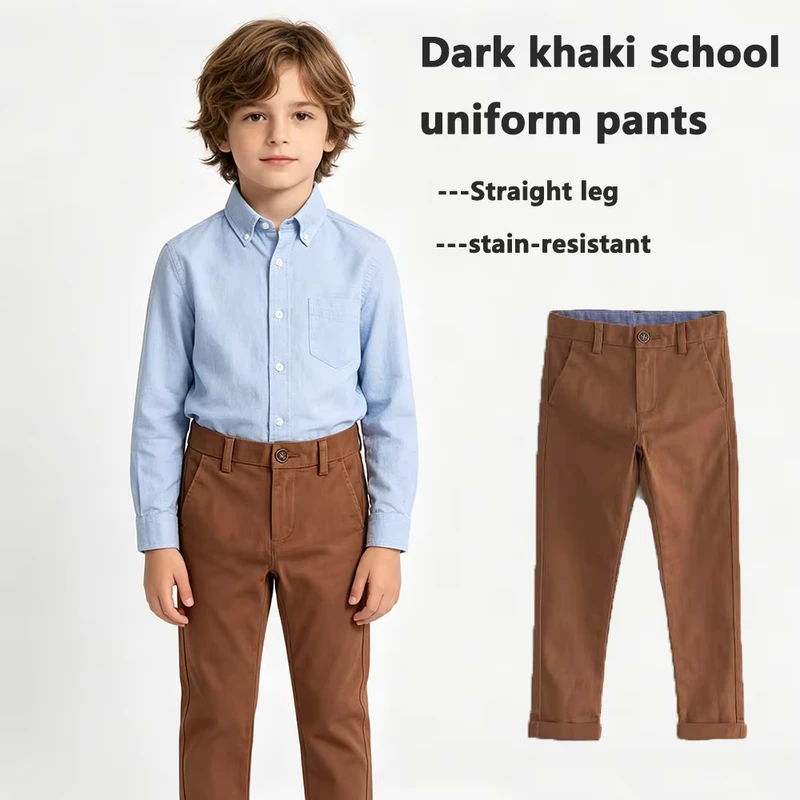 Custom-Logo-Unisex-Polyester-Cotton-Khaki-School-Pants-Uniform-for-Primary-School-Children-Comfortable-Trouser
