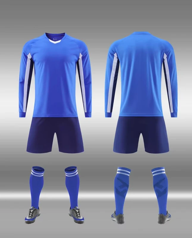 Custom-Long-Sleeve-Soccer-Jersey-Set-Shorts-Men-Kids-Football-Uniform-Teamwear-Breathable-Training-Sportswear-100-Polyester