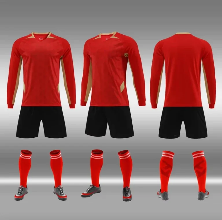 Custom-Long-Sleeve-Soccer-Jersey-Set-Shorts-Men-Kids-Uniform-Teamwear-Breathable-Training-Sportswear-100-Polyester