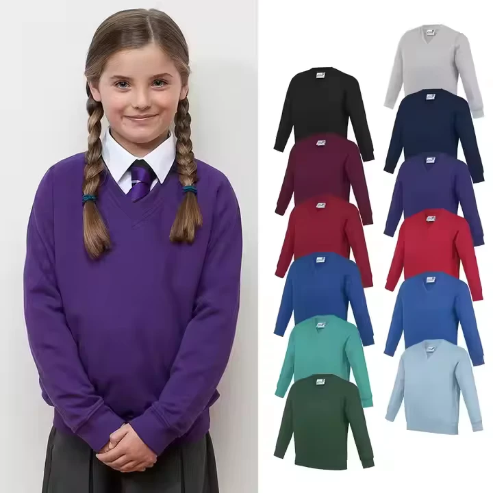 Custom-Long-Sleeve-V-Neck-Knitted-Sweater-School-Uniform-for-Kids-Boys-and-Girls-Primary-and-High-School-Uniform