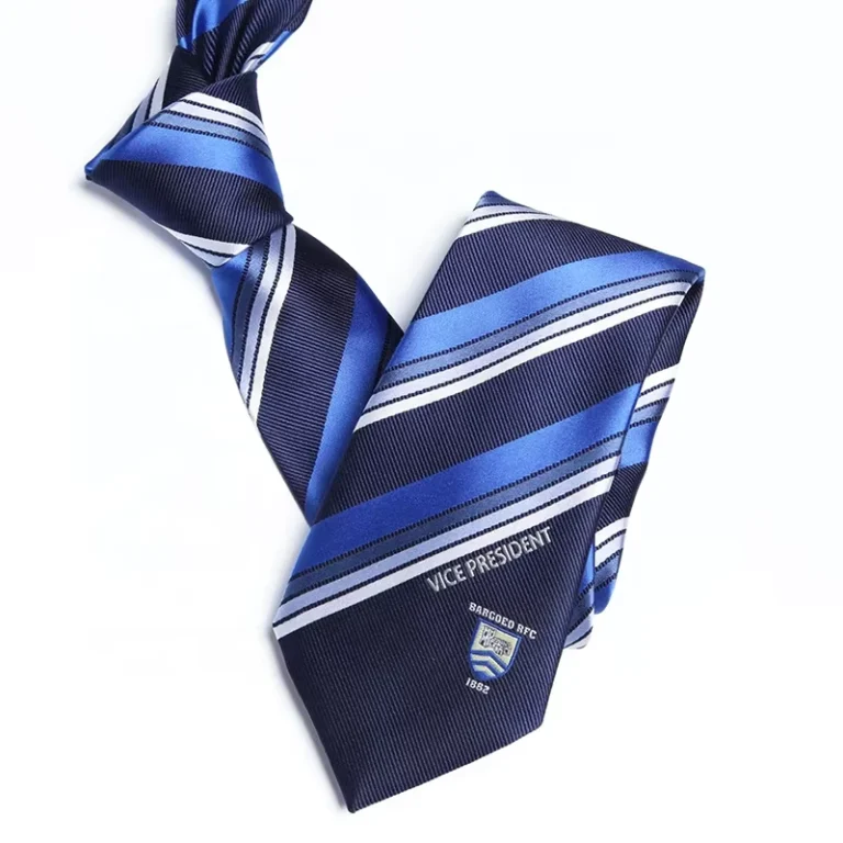 Custom-Made-Classic-Eco-Friendly-Navy-Blue-White-Stripe-Machine-Tie-Uniform-School-British-Polyester-Neck-Ties