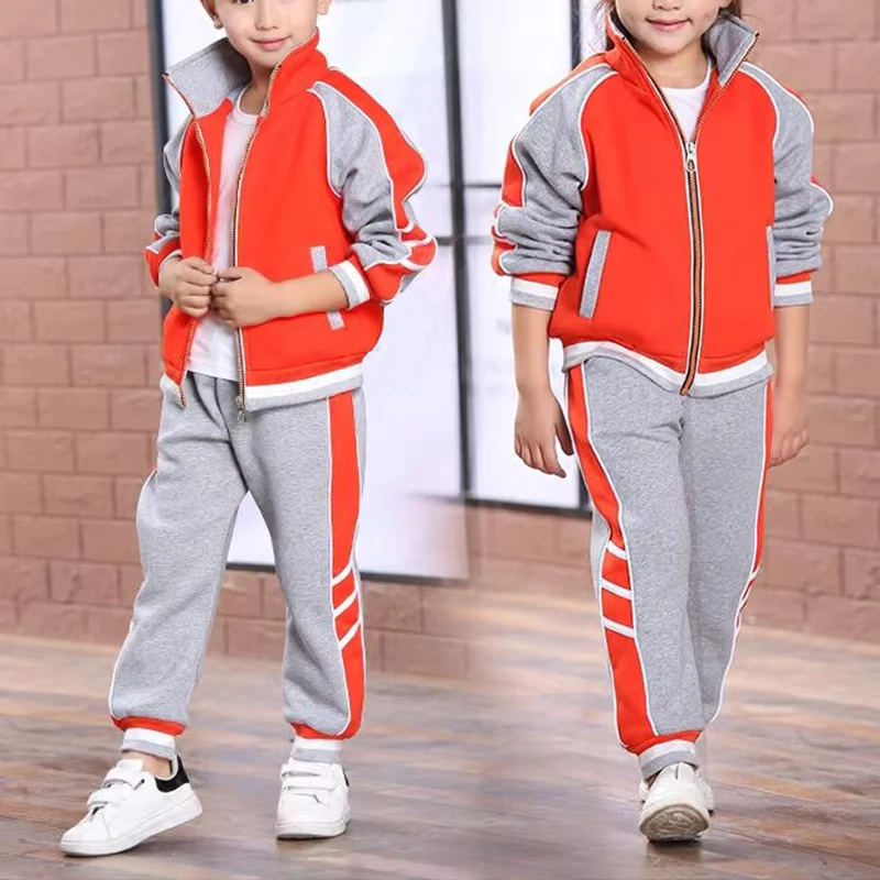 Custom-Made-Spring-Autumn-Kindergarten-School-Uniforms-Children-Cotton-Sportswear-Jacket-and-Pant-Tracksuit