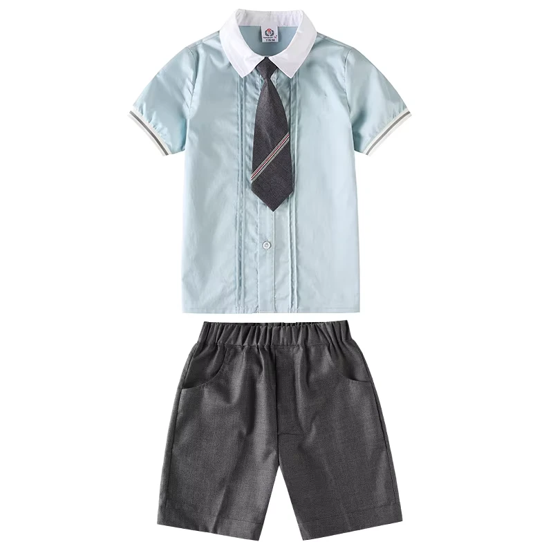 Custom-Made-Summer-Primary-Mid-School-Class-Uniform-Crew-neck-Shirt-Skirt-Shorts-Shirt-Suit-Custom-Color-Badge-Free-Design