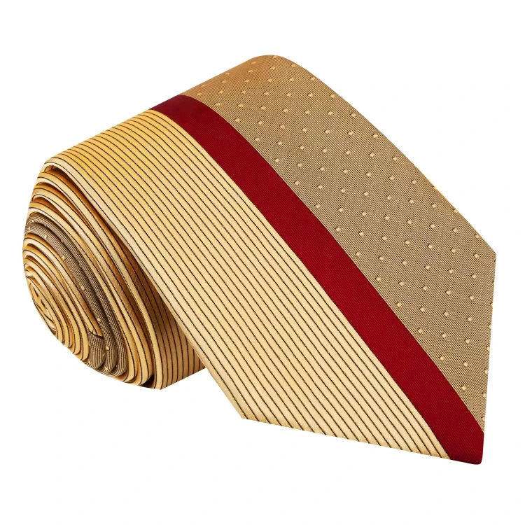 Custom-Mens-Classic-Yellow-Striped-Jacquard-Woven-Polyester-Tie-Set-Pocket-Square-Eco-Friendly-Durable-Breathable-Fashionable