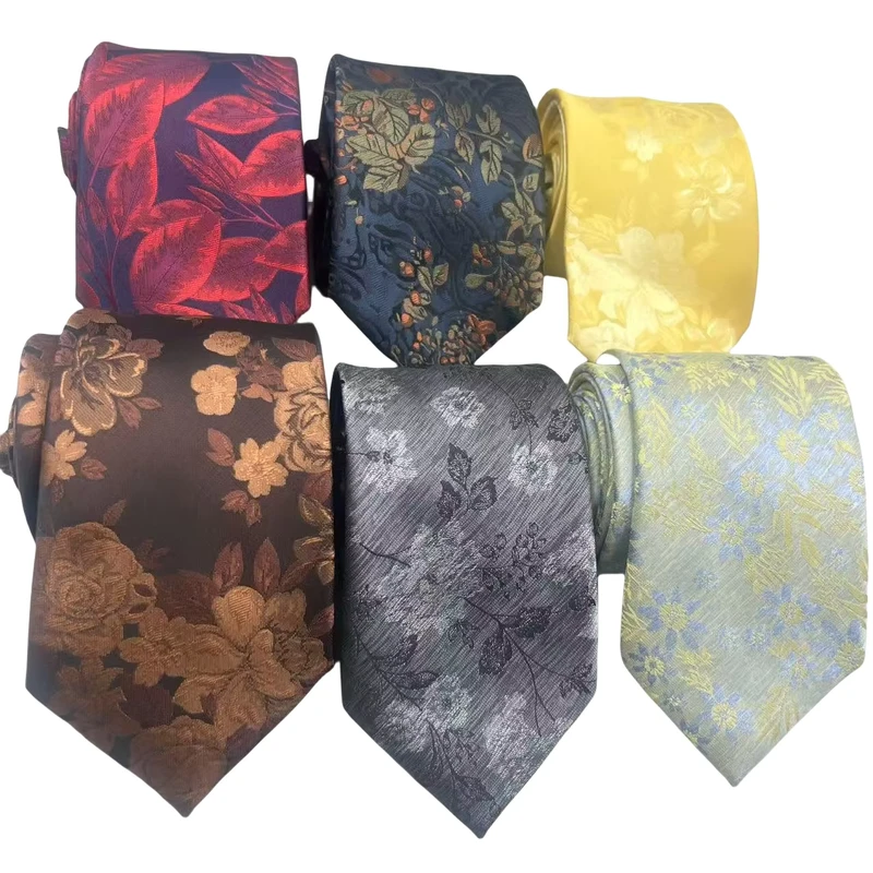 Custom-Mens-Luxury-Business-Casual-Wedding-Tie-High-Quality-Jacquard-Floral-Hand-Tied-Logo-Polyester-Fabric-Options