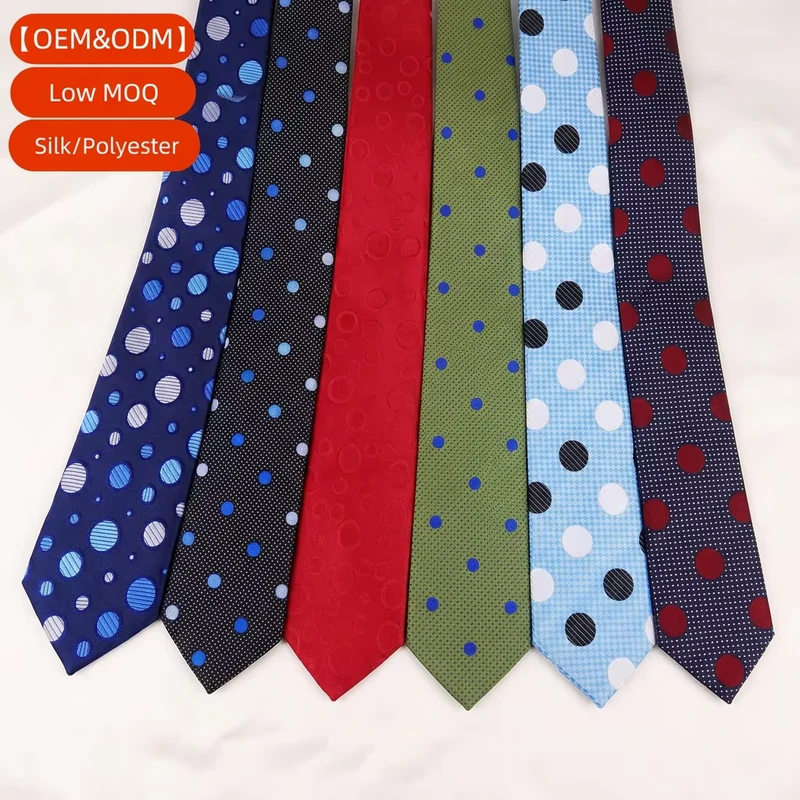 Custom-Mens-Woven-Polyester-Silk-Neckties-OEM-ODM-Low-MOQ-Stylish-Jacquard-Weaving-Geometric-Polka-Dot-Ties