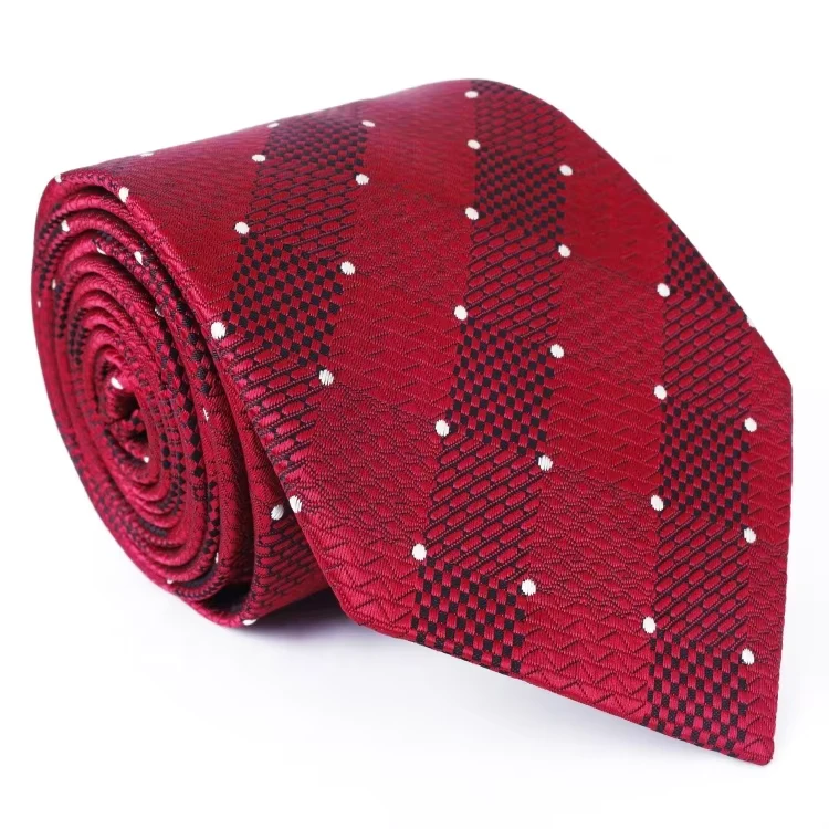Custom-Microfiber-Classic-Red-Skinny-Plaid-Necktie-with-Custom-Logo-Eco-Friendly-Durable-Polyester