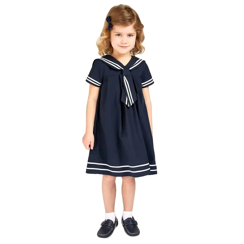Custom-Navy-Blue-or-White-Cotton-Little-Kids-Girls-Summer-Sailor-Dress-Preppy-JK-Style-Kindergarten-Uniforms-Dress-Kids